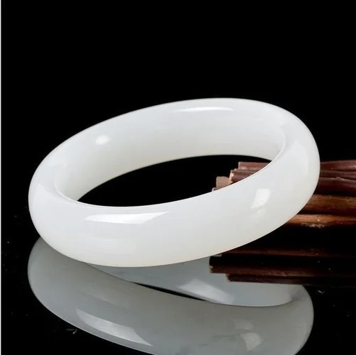 Men Accessories For Hand - Genuine Natural White Jade Bangle Bracelet