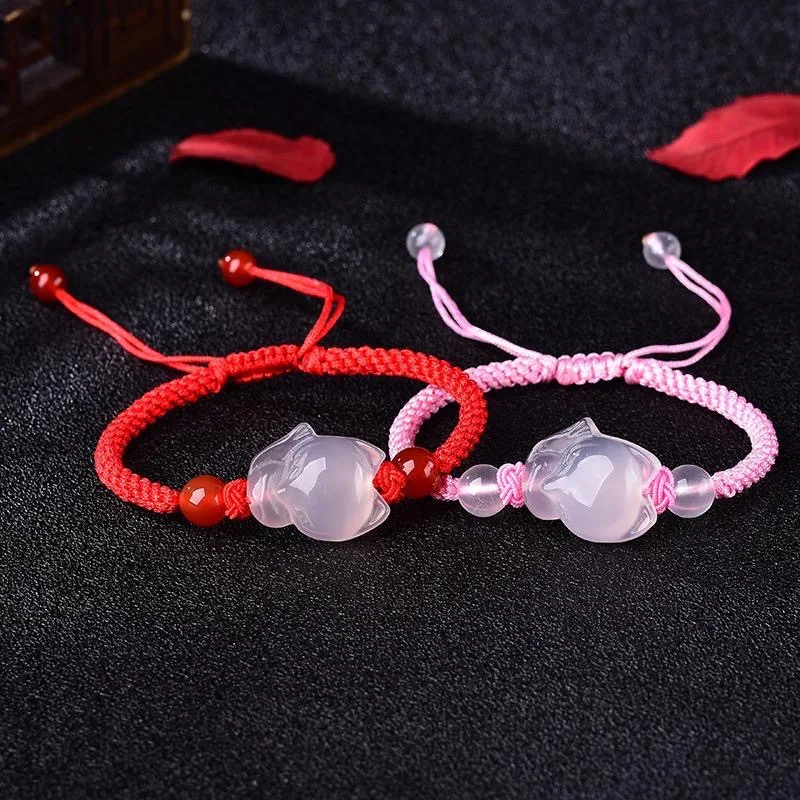 Men Accessories For Hand - Chinese Natural Pink Agate Chalcedony Jade