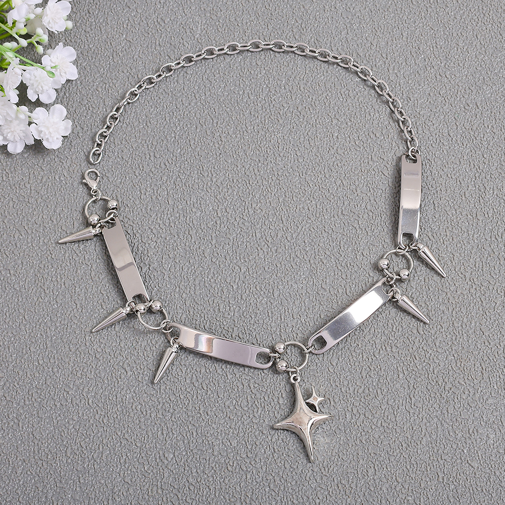 Men Accessories Pendant - Punk Style Silver Spiked Star Pendant