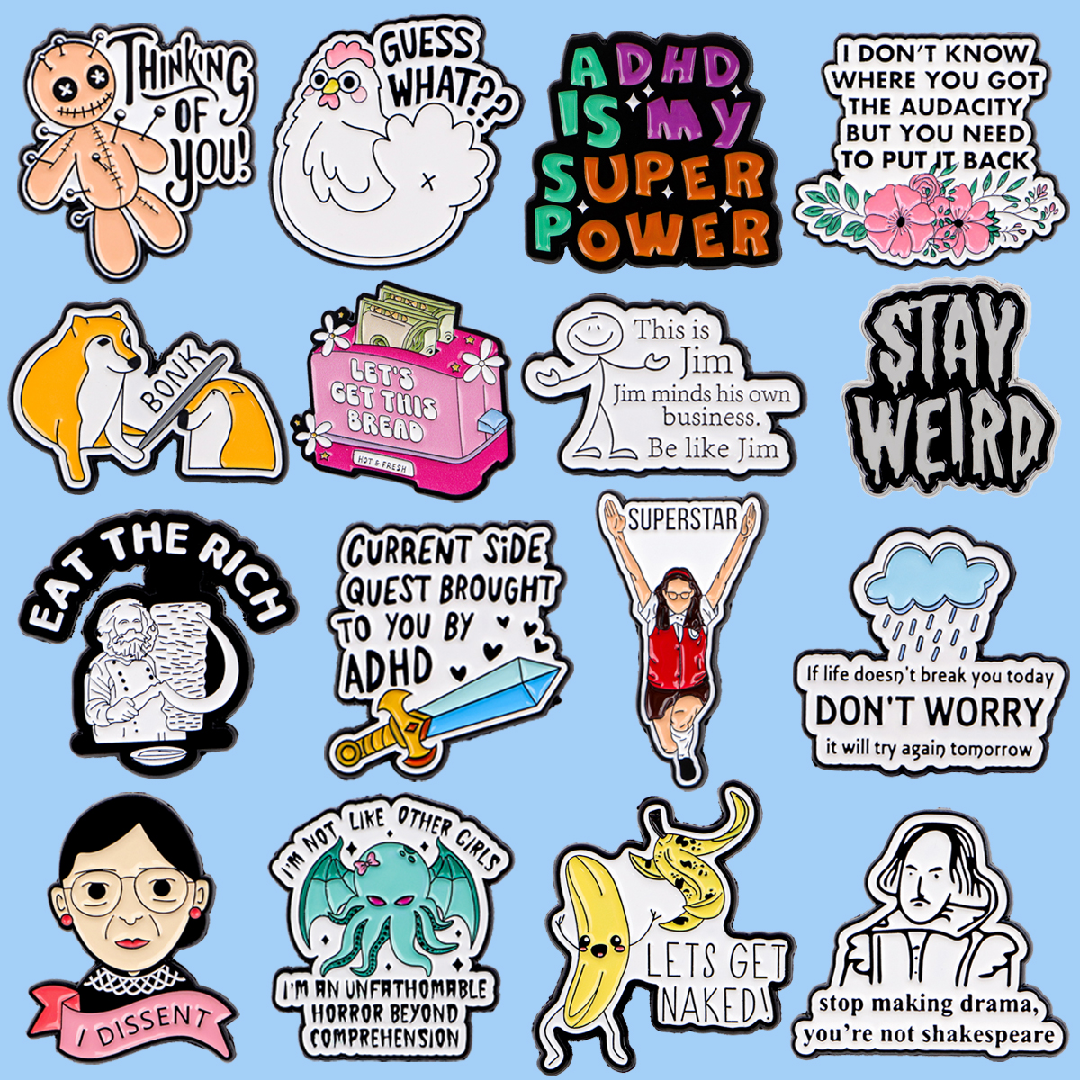 Men'S Accessories Quotes - Flowers Quotes Don't Worry Enamel Pins