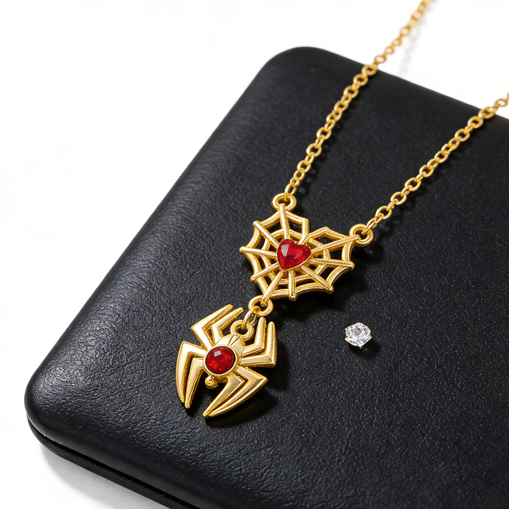 Men Accessories Pendant - Spiderman Retro Web Heart Necklace -