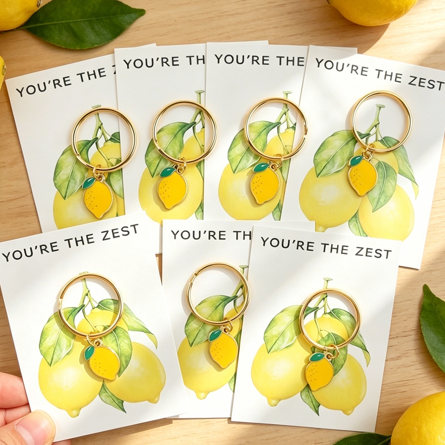 Men Keychain Accessories - 7 Chic Lemon Keychains, Including Positive