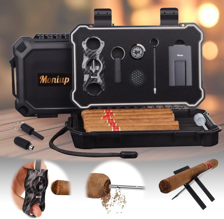 Portable Cigar Humidor Set wit - Cigar Cutter Set avis et prix