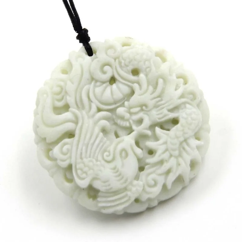 Natural White jade Dragon Phoe - Men Accessories For Hand avis et prix