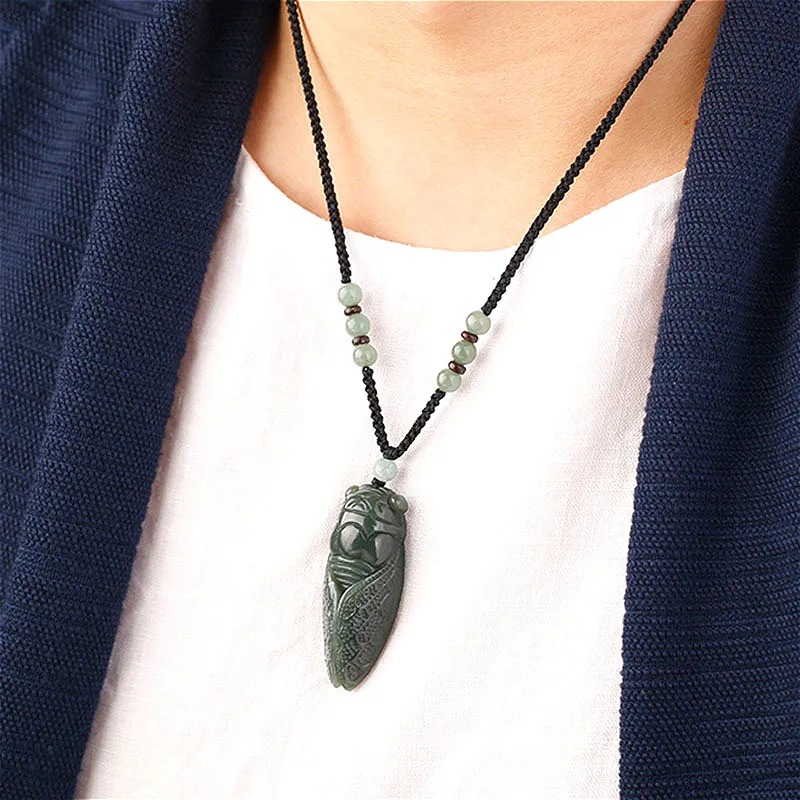 Natural Hetian Jade Cicada Pen - Men Accessories For Hand avis et prix