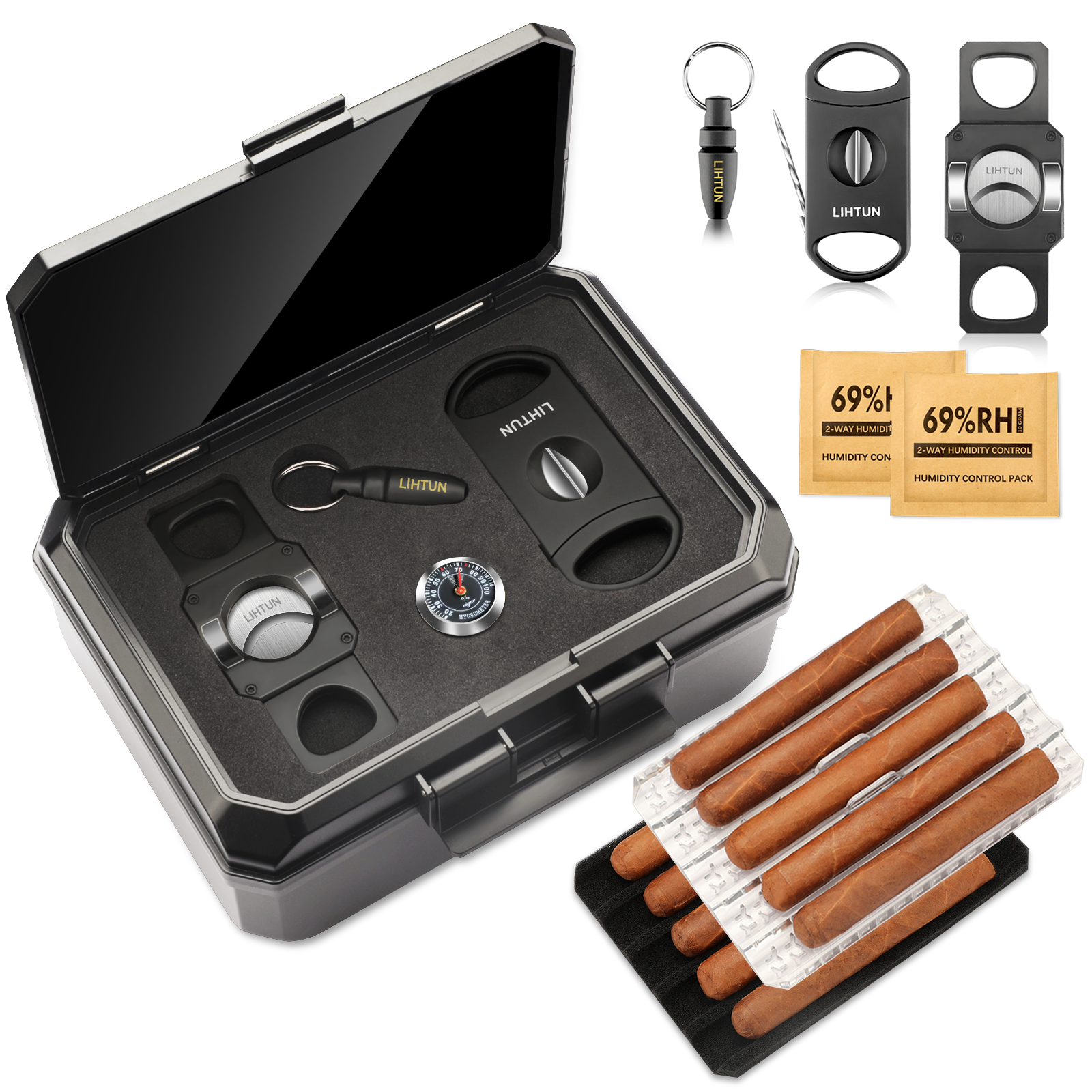 Portable Travel Humidor Box wi - Cigar Cutter Set avis et prix
