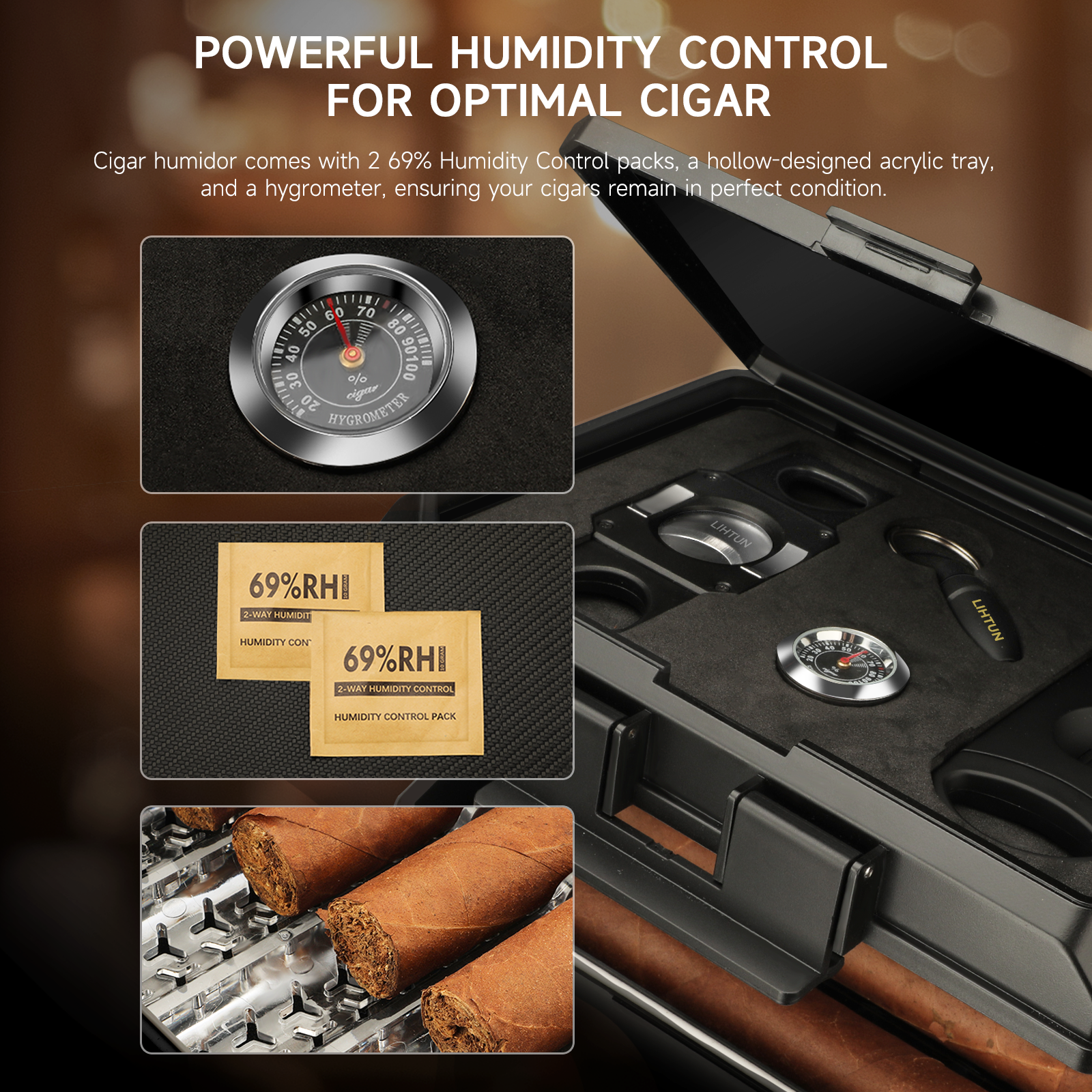 Portable Travel Humidor Box wi - Cigar Cutter Set avis et prix