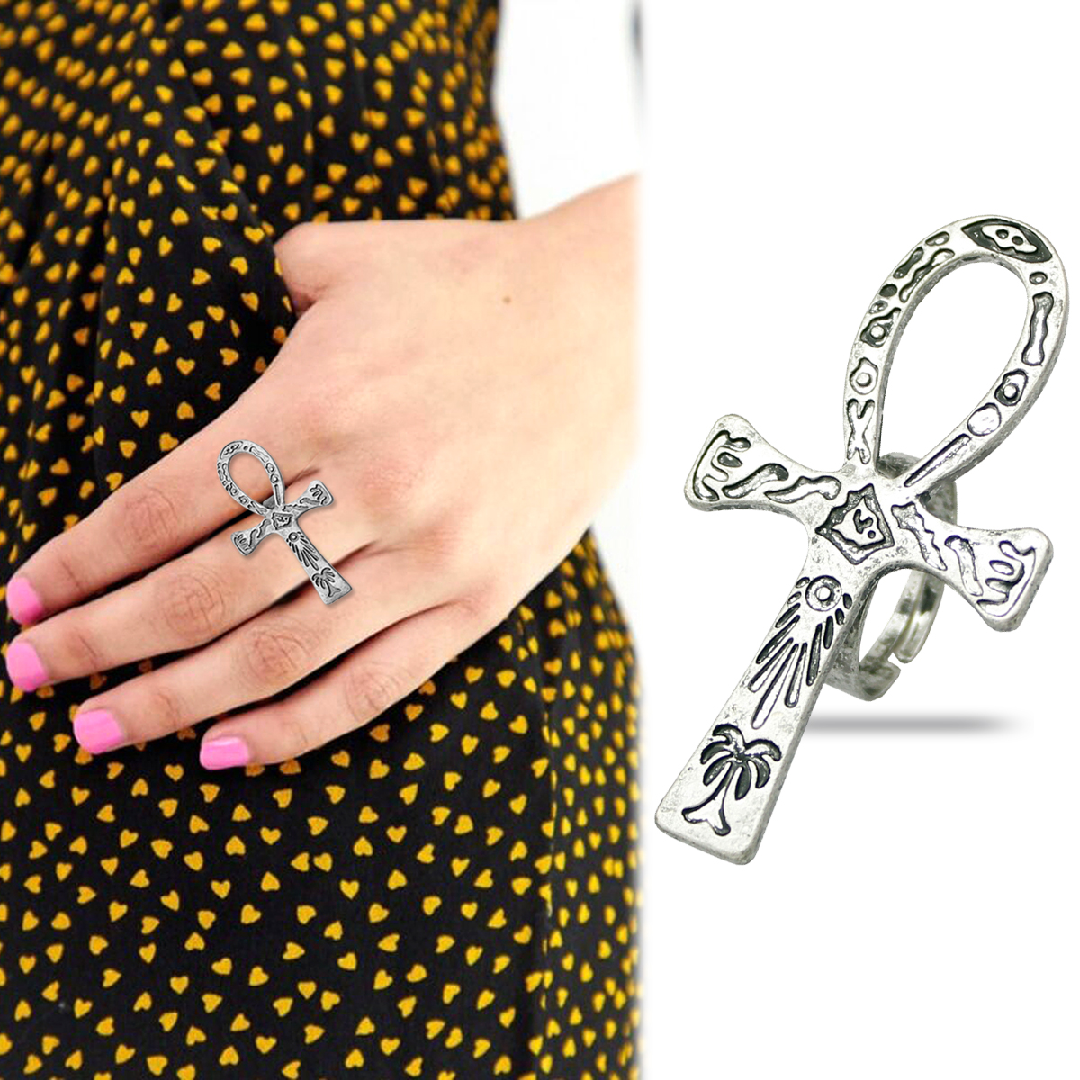 Black Ankh Cross Ring Tribal E - Men'S Accessories Jewelry Egypt avis et prix