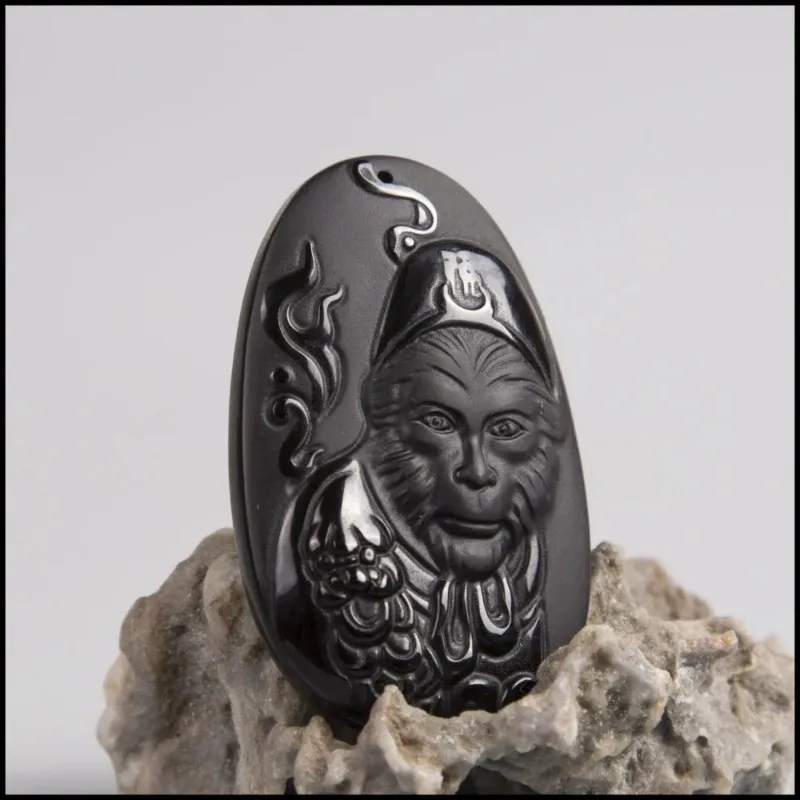 Natural Obsidian Sun WuKong Pe - Men Accessories For Hand avis et prix