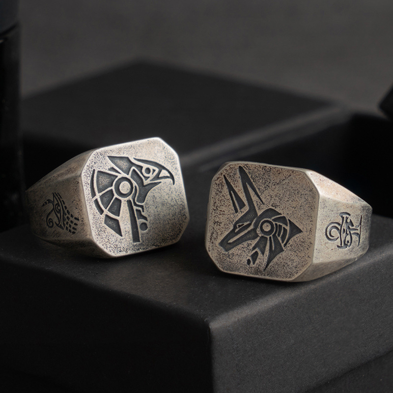 Retro Egypt Anubis Horus Ring  - Men'S Accessories Jewelry Egypt avis et prix