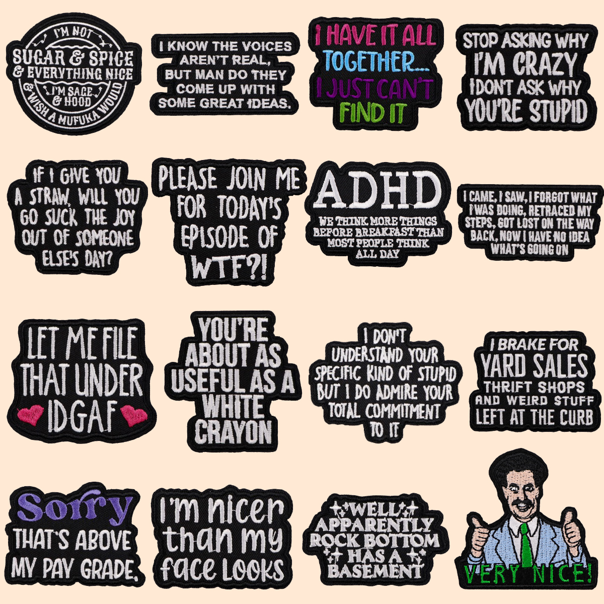 VERY NICE Patches On Clothes A - Men'S Accessories Quotes avis et prix