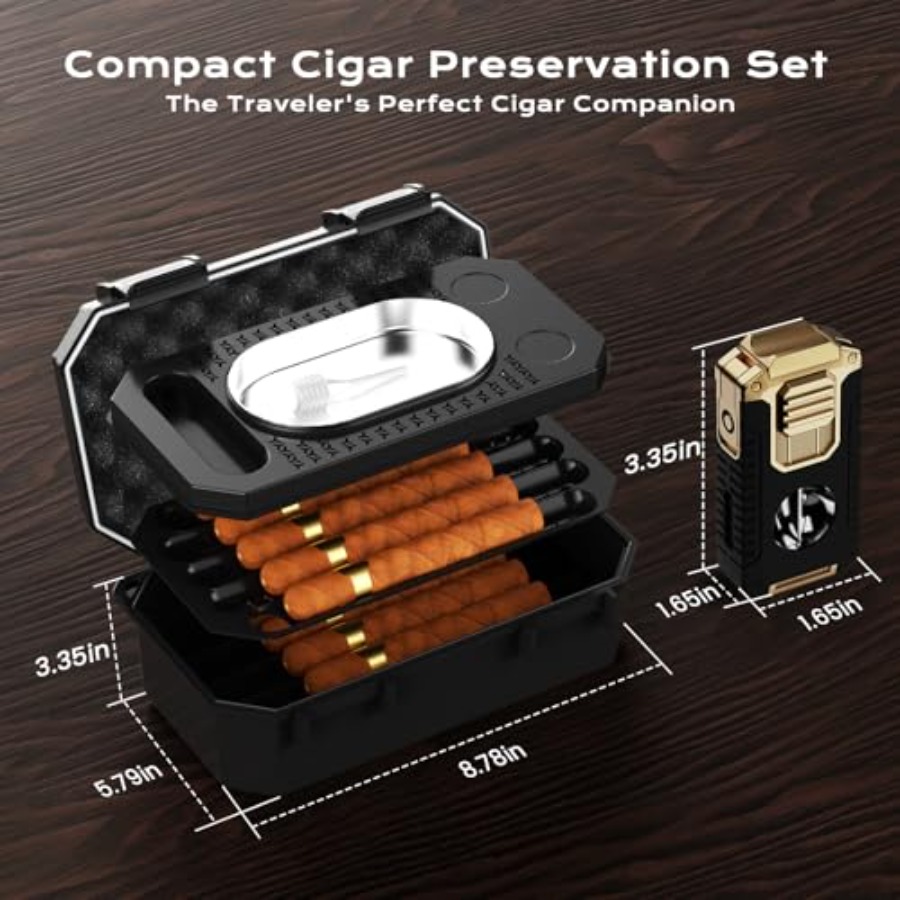 Travel Cigar Humidor Box set w - Cigar Cutter Set avis et prix
