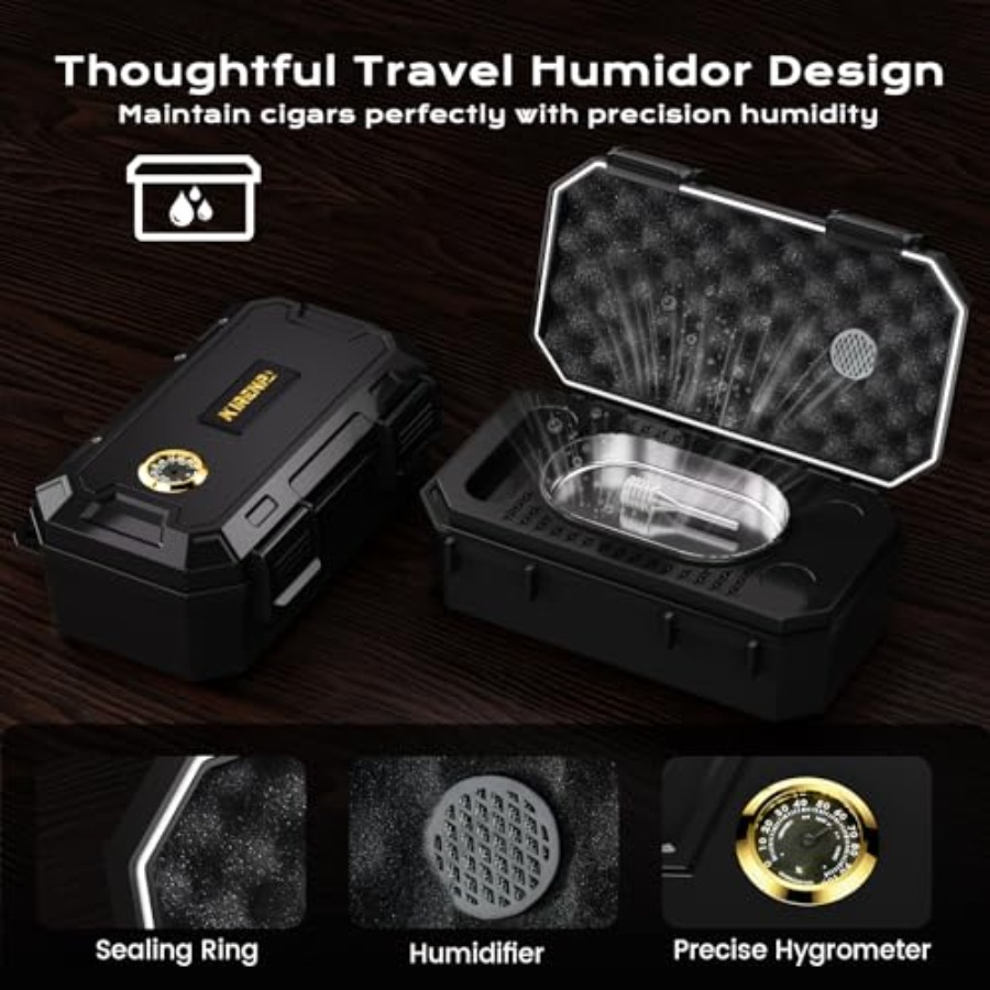 Travel Cigar Humidor Box set w - Cigar Cutter Set avis et prix