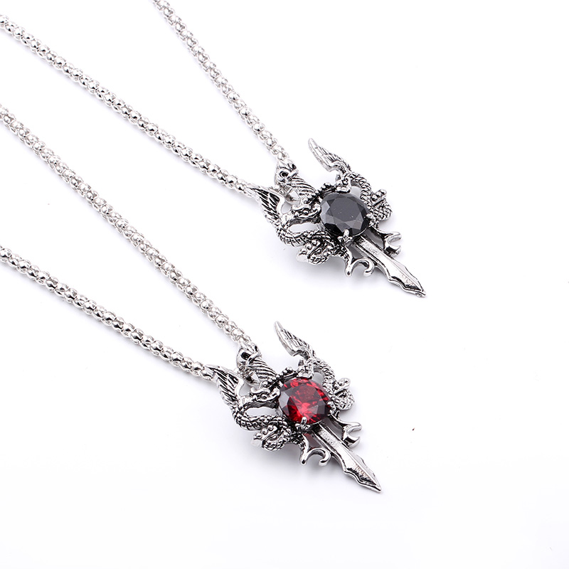 Double Dragon Black Gem Cross  - Men Accessories Pendant avis et prix