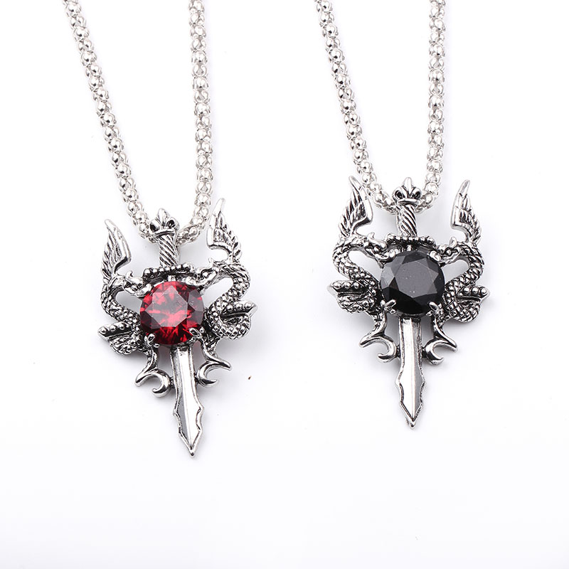 Double Dragon Black Gem Cross  - Men Accessories Pendant avis et prix