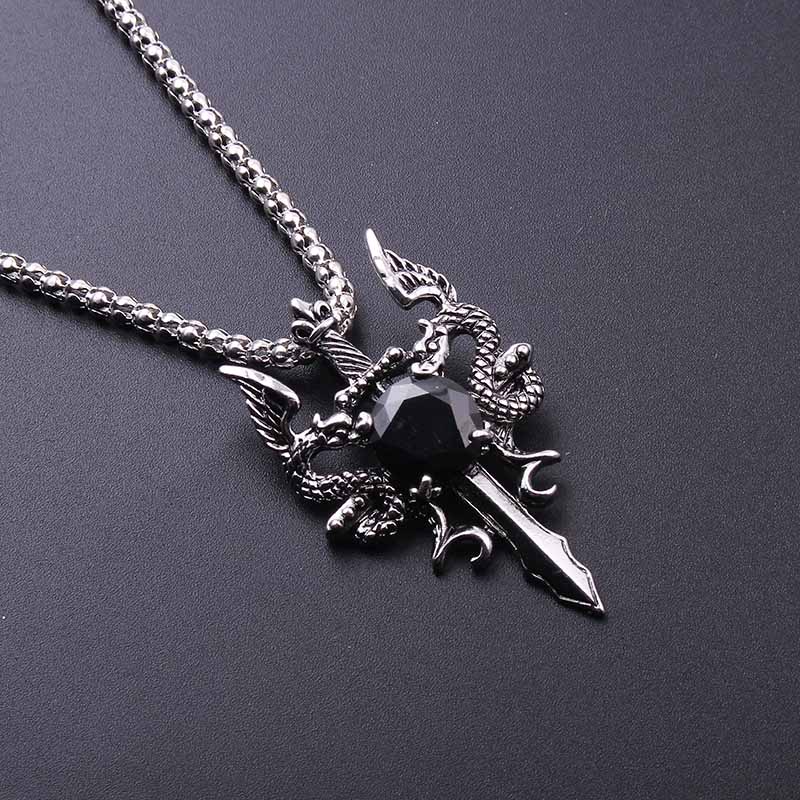 Double Dragon Black Gem Cross  - Men Accessories Pendant avis et prix