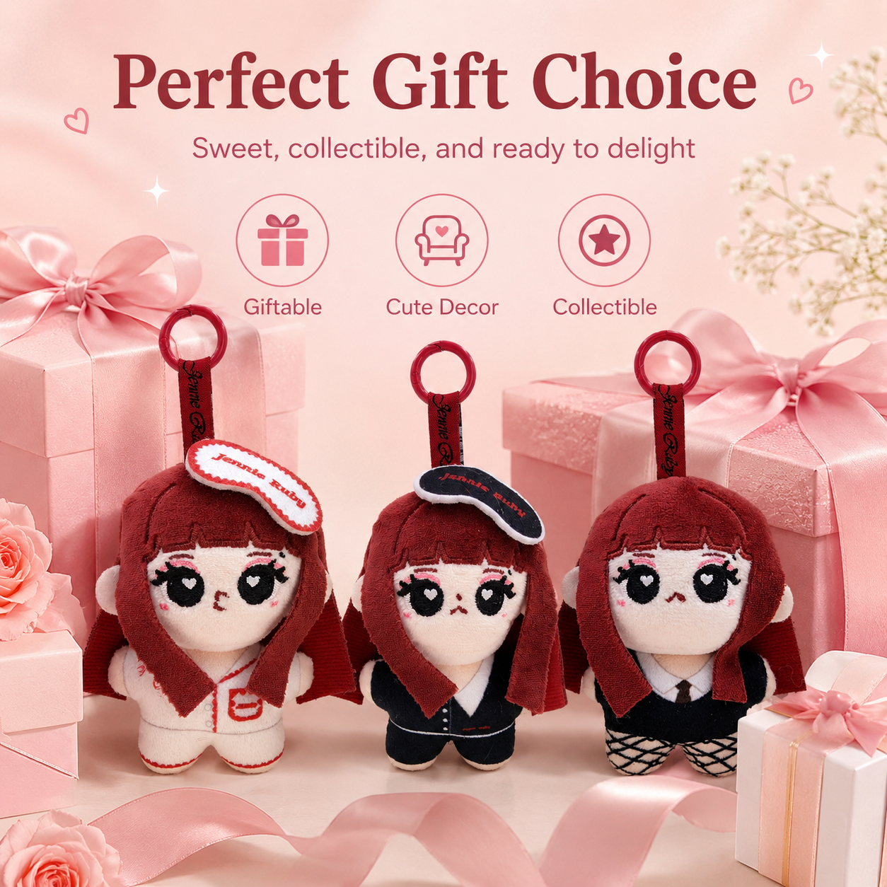 Cute Jennie Ruby Plush Keychai - Men Keychain Accessories avis et prix