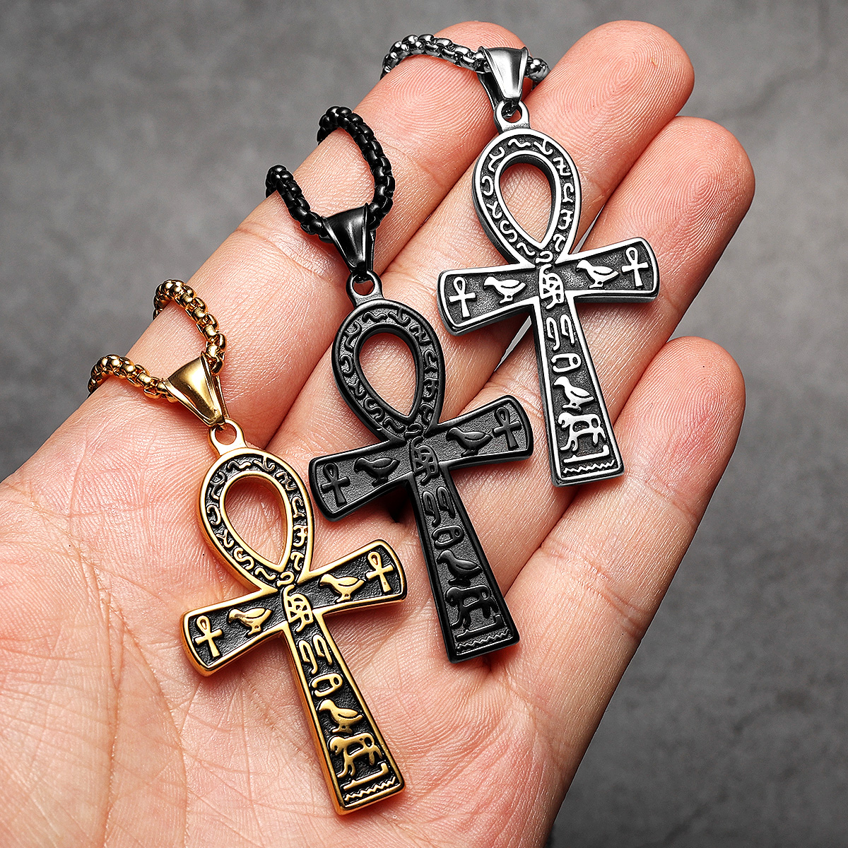 Egypt Cross Men Necklaces Stai - Men'S Accessories Jewelry Egypt avis et prix