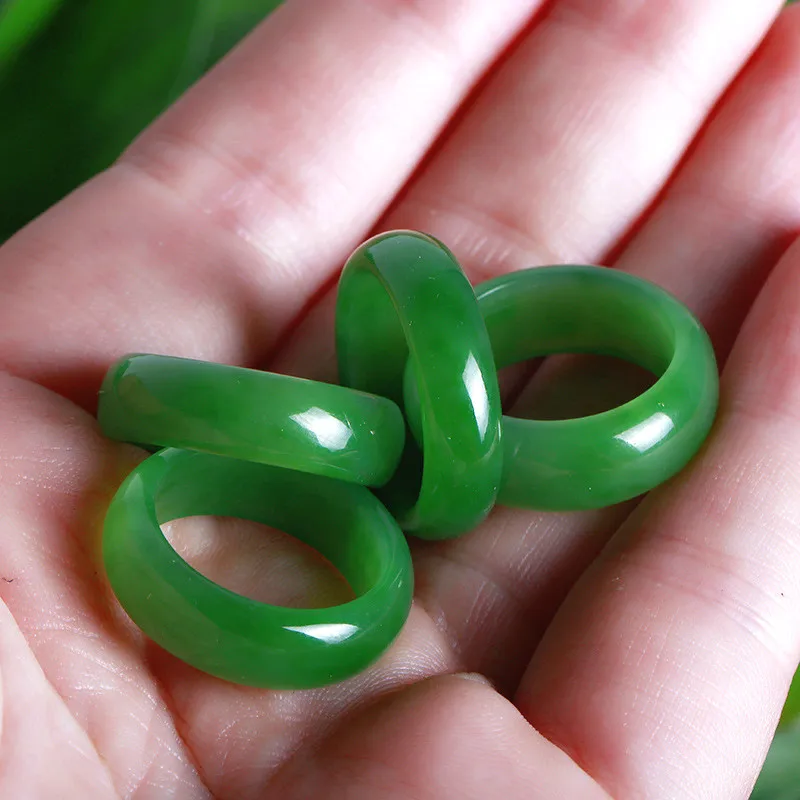 Natural Green Hetian Jade Ring - Men Accessories For Hand avis et prix